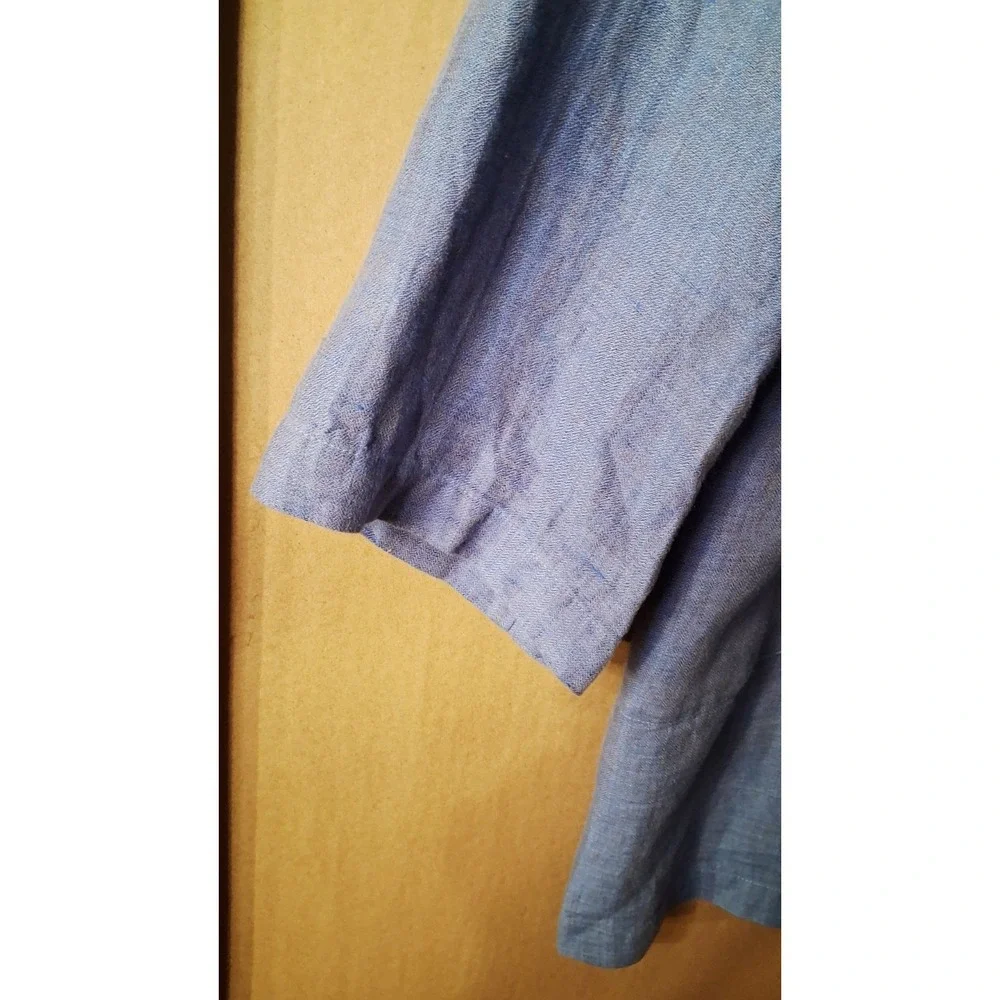 Preston & York Womens Linen Jacket Blue Middie 3/4 Sleeve Pocket Size 8 NWT $119